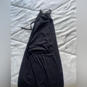 open back, halter neck dress